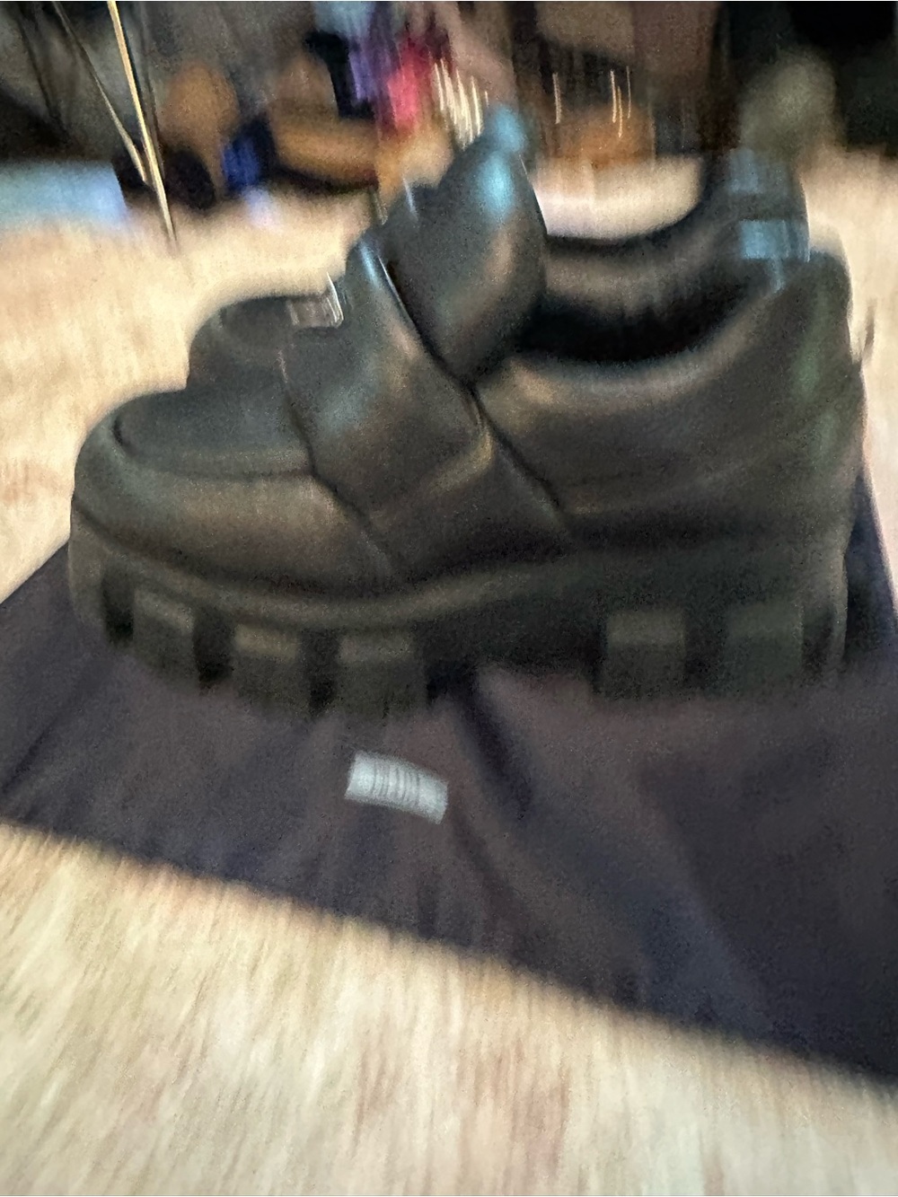 Prada Black Men's Leather Padded Slip-On Loafers with Triangle Logo - Picture 5 of 8